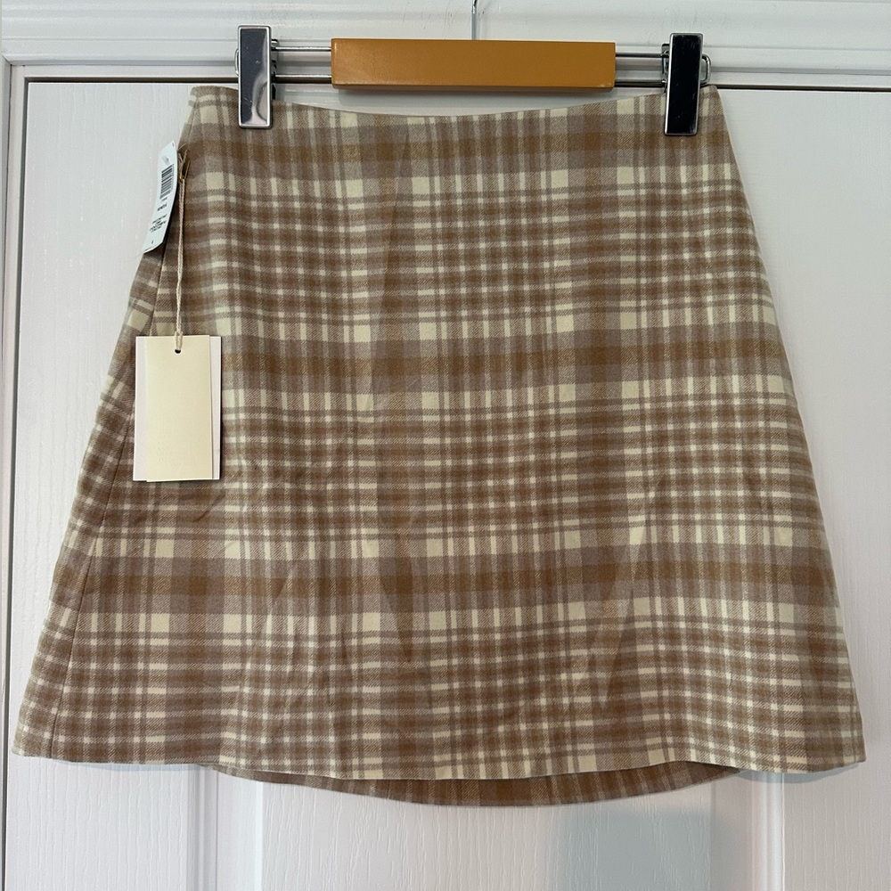 Aritzia Wilfred Renee Wool Blend Skirt in Oak/Constant Camel